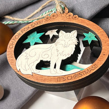 Load image into Gallery viewer, Oh, For Fox Sake, It's Christmas!" Handcrafted Wooden Ornament
