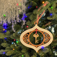 Load image into Gallery viewer, Vintage Key Wooden Ornament - 'Our First Christmas in Our New Home'