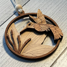 Load image into Gallery viewer, Hummingbird Christmas Layered Wood Ornament with Cattails