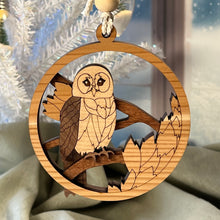 Load image into Gallery viewer, Barred Owl 3D Wood Christmas Ornament - Multi Wood Collection