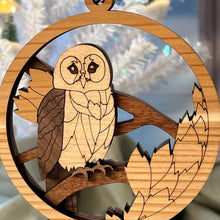 Load image into Gallery viewer, Barred Owl 3D Wood Christmas Ornament - Multi Wood Collection