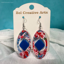 Load image into Gallery viewer, Geometric Oval Diamond Boho Style Earrings – Lightweight Acrylic