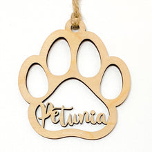 Load image into Gallery viewer, Personalized Paw Print Ornament, cat or dog, hand made in USA