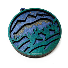 Load image into Gallery viewer, Mountain scene Christmas ornament, hand made in USA