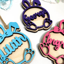 Load image into Gallery viewer, Easter basket tags, bunny theme, personalized, hand made in USA