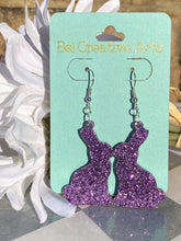 Load image into Gallery viewer, Easter Bunny Glitter Dangle Drop Earrings - Bel Creative Arts