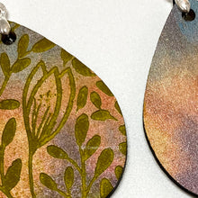 Load image into Gallery viewer, Yellow Crocus floral boho chic lightweight wood teardrop earrings