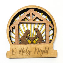 Load image into Gallery viewer, Nativity scene Christmas snow globe style ornament, made in USA