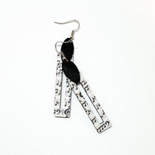 Load image into Gallery viewer, Music notes earrings, geometric rectangular, lightweight