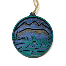 Load image into Gallery viewer, Mountain scene Christmas ornament, hand made in USA