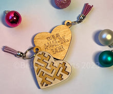 Load image into Gallery viewer, Teacher Appreciation heart maze puzzle, fidget toy, made in USA