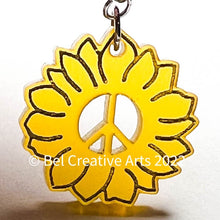 Load image into Gallery viewer, Gold sunflower dangle drop earrings, original design