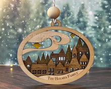 Load image into Gallery viewer, Winter Village 3D Wooden Christmas Ornament, hand made in USA