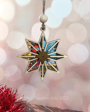 Load image into Gallery viewer, Stained Glass Style Star Christmas Ornament, hand made in USA