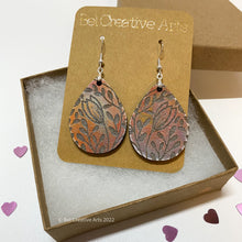 Load image into Gallery viewer, Crocus teardrop boho wood earrings, lightweight, handmade in USA
