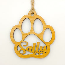 Load image into Gallery viewer, Personalized Paw Print Ornament, cat or dog, hand made in USA