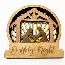 Load image into Gallery viewer, Nativity scene Christmas snow globe style ornament, made in USA