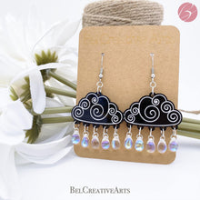 Load image into Gallery viewer, Rainy Day Black Raincloud Drop Earrings - Bel Creative Arts