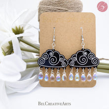 Load image into Gallery viewer, Rainy Day Black Raincloud Drop Earrings - Bel Creative Arts