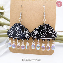 Load image into Gallery viewer, Rainy Day Black Raincloud Drop Earrings - Bel Creative Arts