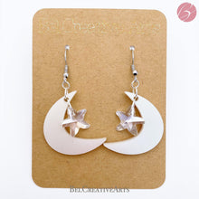 Load image into Gallery viewer, Moon and Star Dangling Drop Earrings - Bel Creative Arts