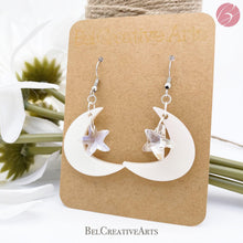Load image into Gallery viewer, Moon and Star Dangling Drop Earrings - Bel Creative Arts