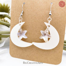 Load image into Gallery viewer, Moon and Star Dangling Drop Earrings - Bel Creative Arts