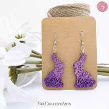Load image into Gallery viewer, Easter Bunny Glitter Dangle Drop Earrings - Bel Creative Arts