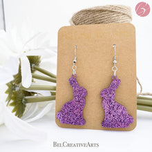 Load image into Gallery viewer, Easter Bunny Glitter Dangle Drop Earrings - Bel Creative Arts