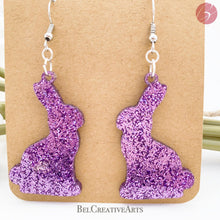 Load image into Gallery viewer, Easter Bunny Glitter Dangle Drop Earrings - Bel Creative Arts
