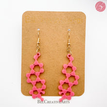 Load image into Gallery viewer, Molecular Femininity: Estrogen Molecule Dangle Drop Earrings