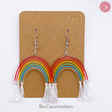 Load image into Gallery viewer, Rainbow and cloud earrings, dangle style, hand made in USA