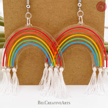 Load image into Gallery viewer, Rainbow and cloud earrings, dangle style, hand made in USA