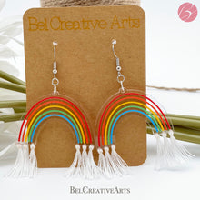 Load image into Gallery viewer, Rainbow and cloud earrings, dangle style, hand made in USA