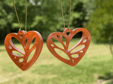 Load image into Gallery viewer, Copper Pearl Lace Heart Earrings – Dangle Drop Style