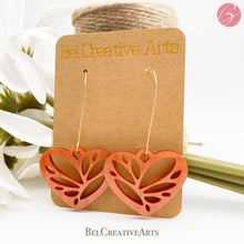 Load image into Gallery viewer, Copper Pearl Lace Heart Earrings – Dangle Drop Style