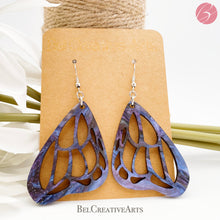 Load image into Gallery viewer, Butterfly Earrings in Purple and Blue Acrylic – Dangle Drop Style