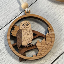 Load image into Gallery viewer, Barred Owl 3D Wood Christmas Ornament - Multi Wood Collection
