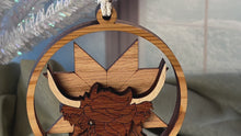 Load and play video in Gallery viewer, Highland Cow Layered Wood Christmas Ornament - Multi Wood Collection
