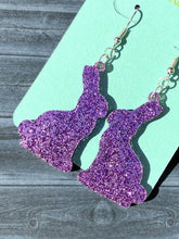 Load image into Gallery viewer, Easter Bunny Glitter Dangle Drop Earrings - Bel Creative Arts
