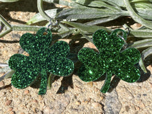 Load image into Gallery viewer, Shamrock Glittery Earrings - Bel Creative Arts
