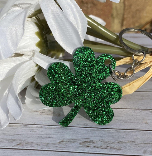 Shamrock Glitter Key Ring / Tag - Bel Creative Arts