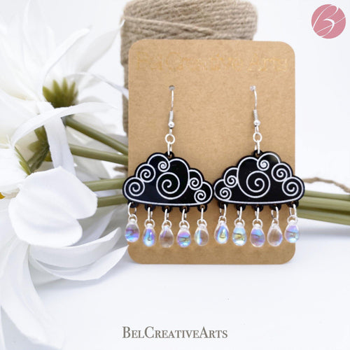 Rainy Day Black Raincloud Drop Earrings - Bel Creative Arts