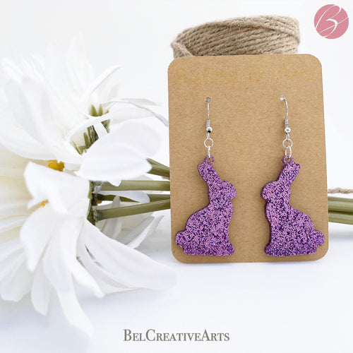 Easter Bunny Glitter Dangle Drop Earrings - Bel Creative Arts