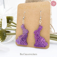 Load image into Gallery viewer, Easter Bunny Glitter Dangle Drop Earrings - Bel Creative Arts
