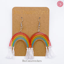 Load image into Gallery viewer, Rainbow and cloud earrings, dangle style, hand made in USA
