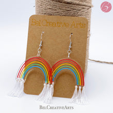 Load image into Gallery viewer, Rainbow and cloud earrings, dangle style, hand made in USA
