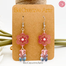 Load image into Gallery viewer, Cotton Candy Daisy Flower and Gummy Bear Earrings – Dangle Drop Style
