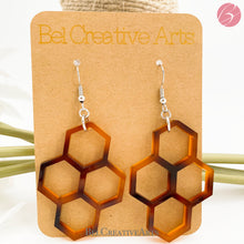 Load image into Gallery viewer, Honeycomb Faux Tortoiseshell Geometric Dangle Drop Earrings
