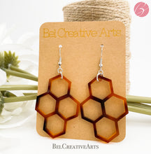 Load image into Gallery viewer, Honeycomb Faux Tortoiseshell Geometric Dangle Drop Earrings

